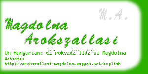 magdolna arokszallasi business card